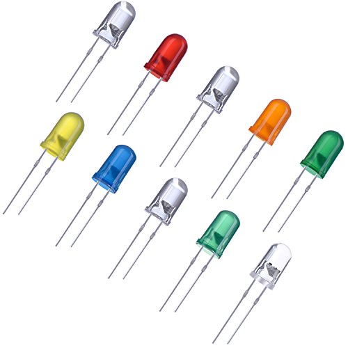 100 Stück Klar LED Dioden, 10 Farben, 5 mm