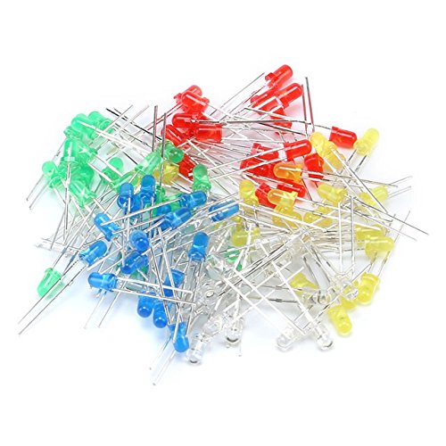 100 x Leuchtdiode LED 3mm – sortiert weiss, rot, gelb, blau, grün